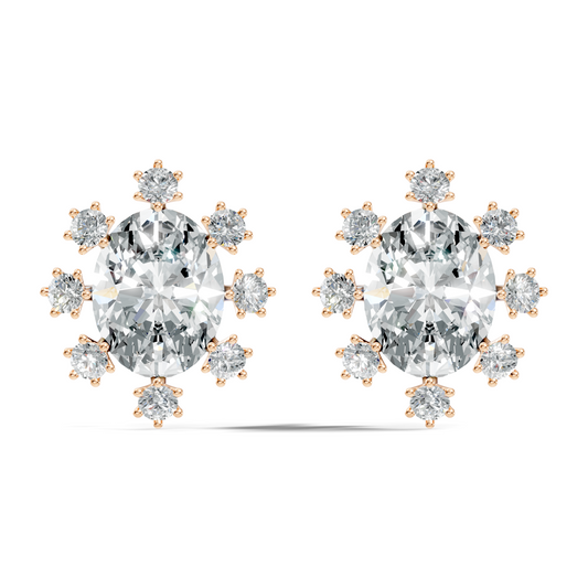 Oval & Round Shapes 4.51 Ct Lab Grown Diamond Esthetic Studs Diamond Earrings For Women - HIGHCARAT DIAMONDS