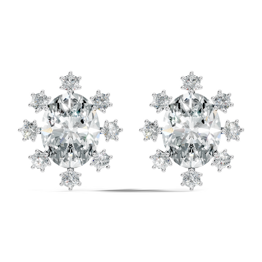 Oval & Round Shapes 4.51 Ct Lab Grown Diamond Esthetic Studs Diamond Earrings For Women - HIGHCARAT DIAMONDS