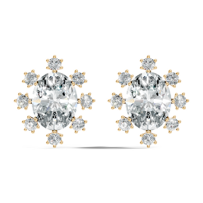 Oval & Round Shapes 4.51 Ct Lab Grown Diamond Esthetic Studs Diamond Earrings For Women - HIGHCARAT DIAMONDS