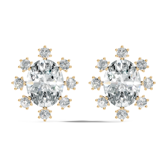 Oval & Round Shapes 4.51 Ct Lab Grown Diamond Esthetic Studs Diamond Earrings For Women - HIGHCARAT DIAMONDS
