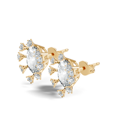 Oval & Round Shapes 4.51 Ct Lab Grown Diamond Esthetic Studs Diamond Earrings For Women - HIGHCARAT DIAMONDS