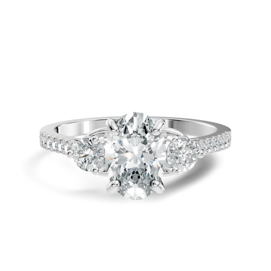 1.40Ct Oval and Round Cut White Colorless Diamond Unique Vintage Sparkling Dainty Wedding Ring For Women's - HIGHCARAT DIAMONDS