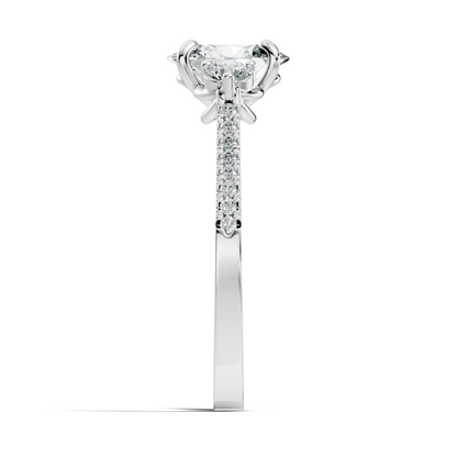 1.40Ct Oval and Round Cut White Colorless Diamond Unique Vintage Sparkling Dainty Wedding Ring For Women's - HIGHCARAT DIAMONDS