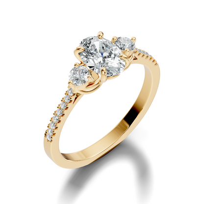 1.40Ct Oval and Round Cut White Colorless Diamond Unique Vintage Sparkling Dainty Wedding Ring For Women's - HIGHCARAT DIAMONDS