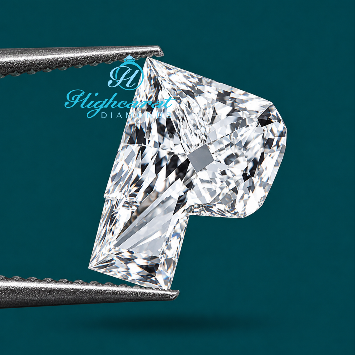 Close-up of P alphabet lab grown diamond details