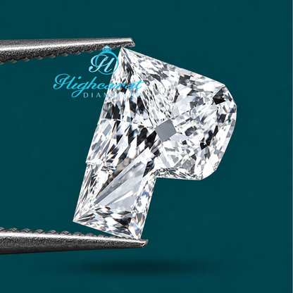 Close-up of P alphabet lab grown diamond details
