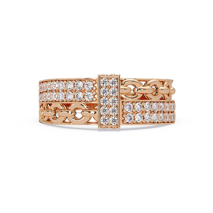 Pavé Chain Link Round Cut Lab Grown Diamond Ring - HIGHCARAT DIAMONDS