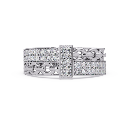 Pavé Chain Link Round Cut Lab Grown Diamond Ring - HIGHCARAT DIAMONDS