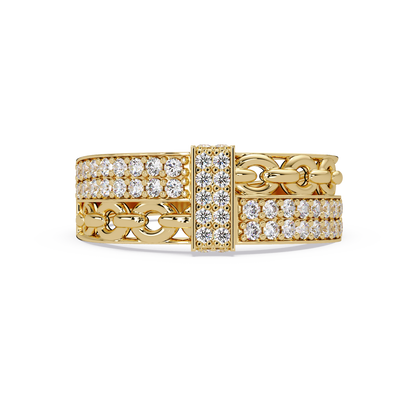Pavé Chain Link Round Cut Lab Grown Diamond Ring - HIGHCARAT DIAMONDS