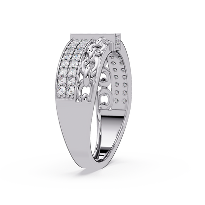 Pavé Chain Link Round Cut Lab Grown Diamond Ring - HIGHCARAT DIAMONDS