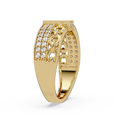 Pavé Chain Link Round Cut Lab Grown Diamond Ring - HIGHCARAT DIAMONDS