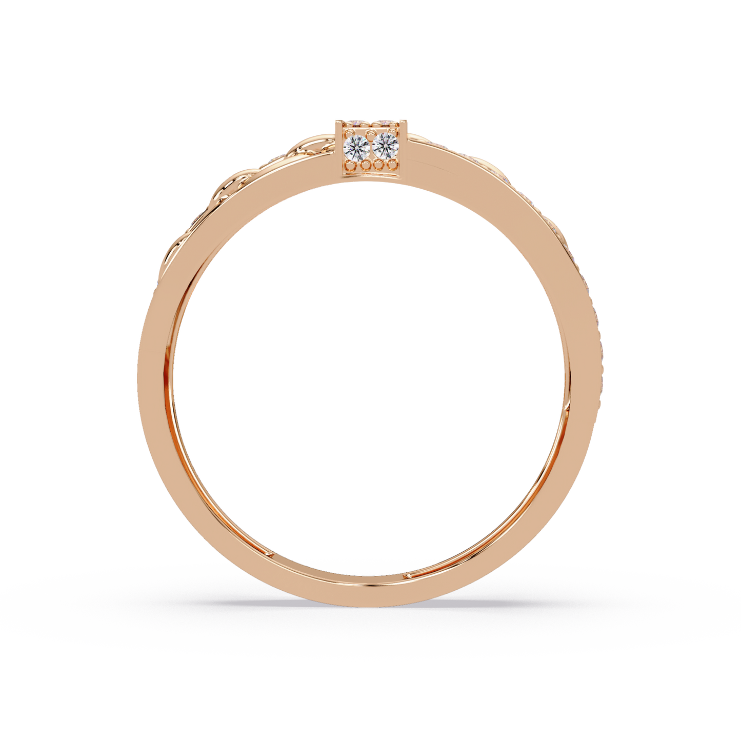 Pavé Chain Link Round Cut Lab Grown Diamond Ring - HIGHCARAT DIAMONDS