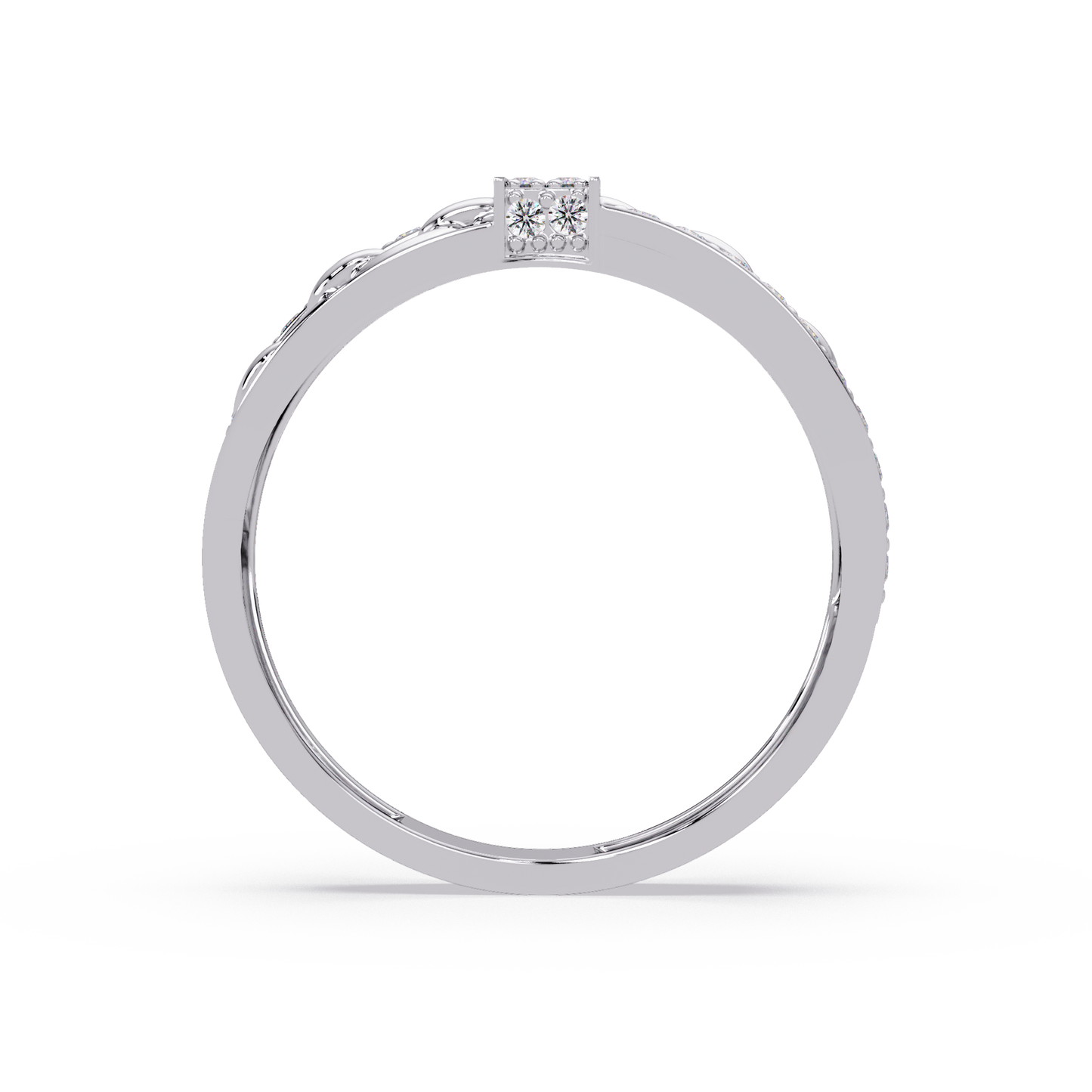 Pavé Chain Link Round Cut Lab Grown Diamond Ring - HIGHCARAT DIAMONDS