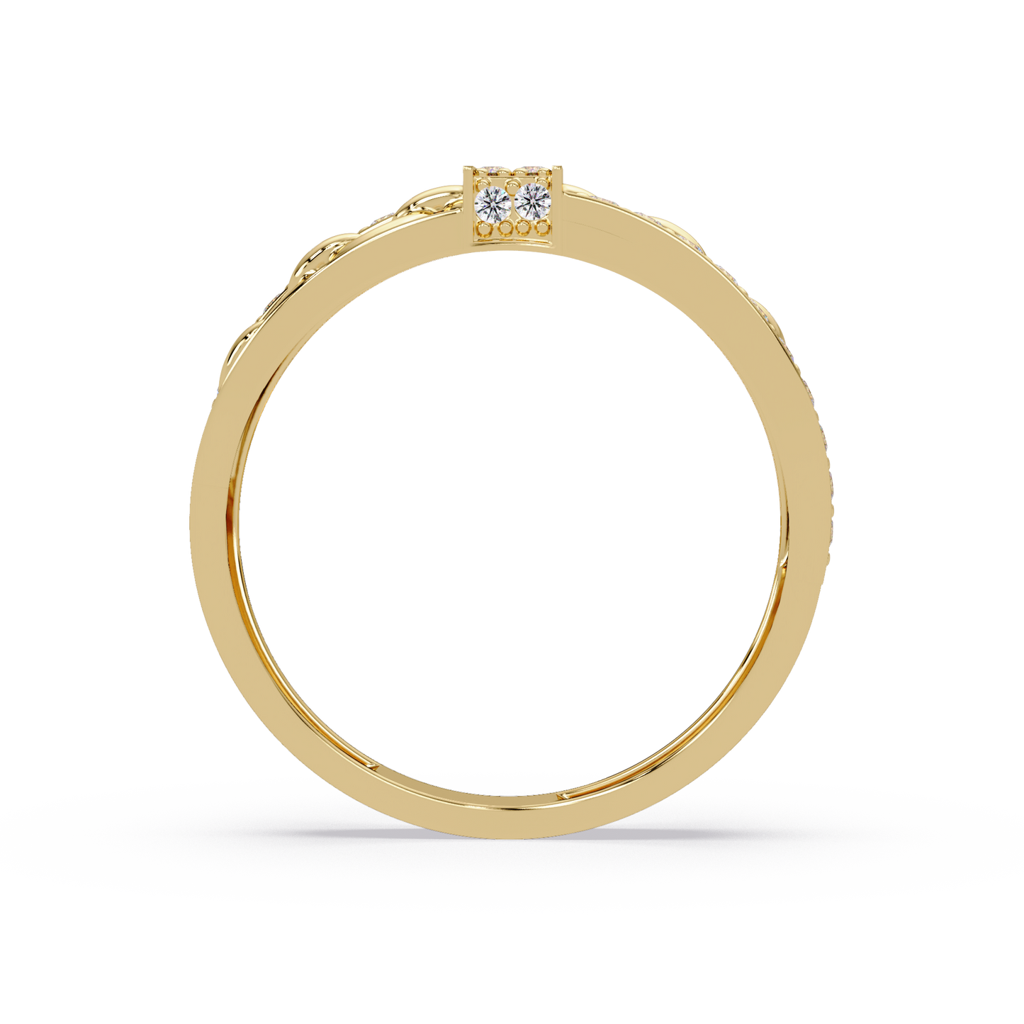 Pavé Chain Link Round Cut Lab Grown Diamond Ring - HIGHCARAT DIAMONDS