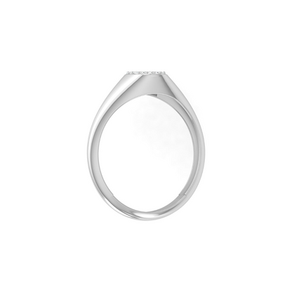 Pave Diamond Circle Signet Ring for Women's Modern Minimalist Ring in 14K Solid Gold