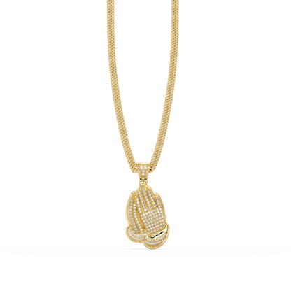 Pave Lab Grown Diamond Prayer Hands Pendant - HIGHCARAT DIAMONDS