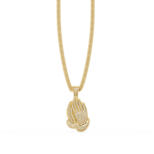 Pave Lab Grown Diamond Prayer Hands Pendant - HIGHCARAT DIAMONDS