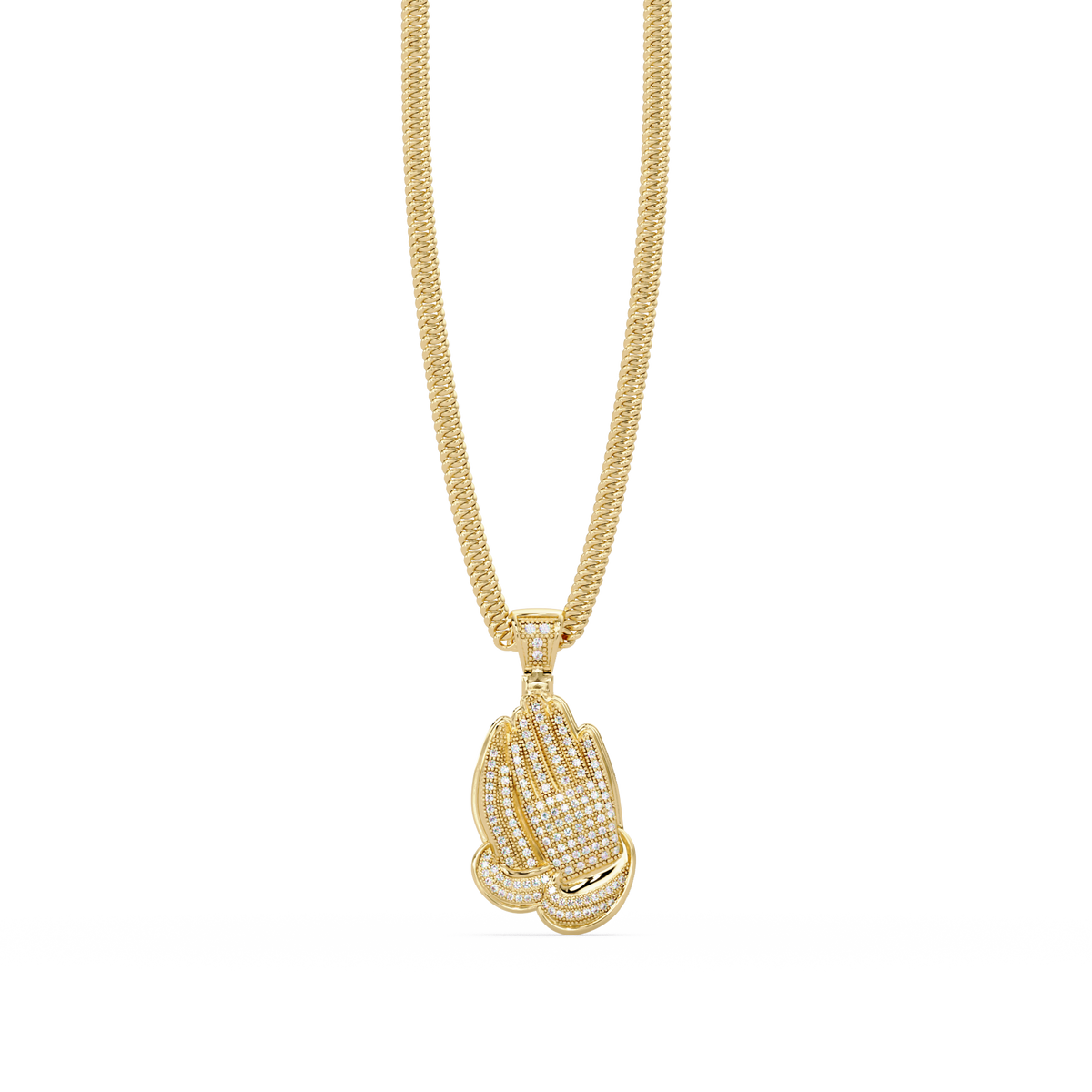 Pave Lab Grown Diamond Prayer Hands Pendant - HIGHCARAT DIAMONDS