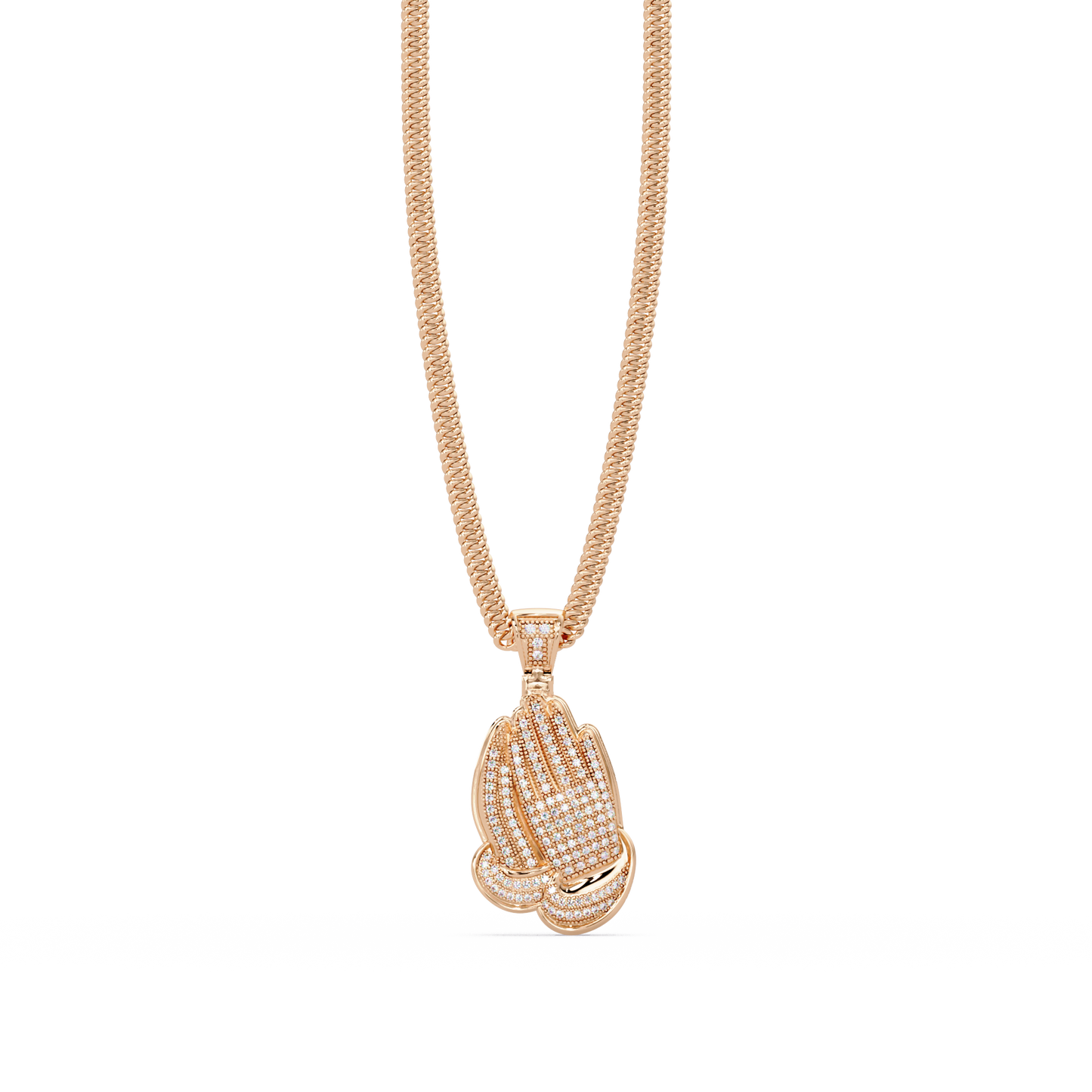 Pave Lab Grown Diamond Prayer Hands Pendant - HIGHCARAT DIAMONDS