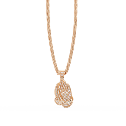 Pave Lab Grown Diamond Prayer Hands Pendant - HIGHCARAT DIAMONDS