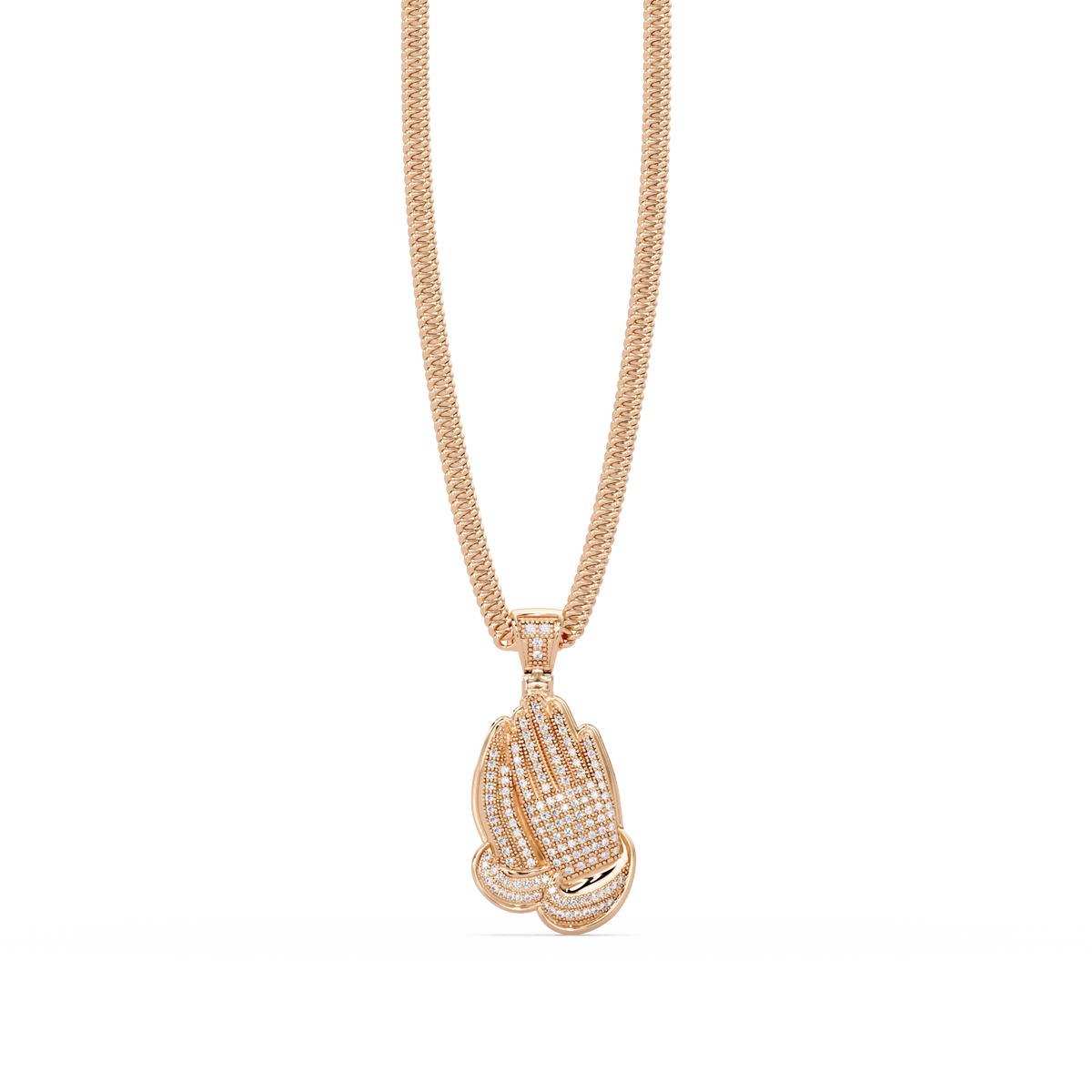 Pave Lab Grown Diamond Prayer Hands Pendant - HIGHCARAT DIAMONDS