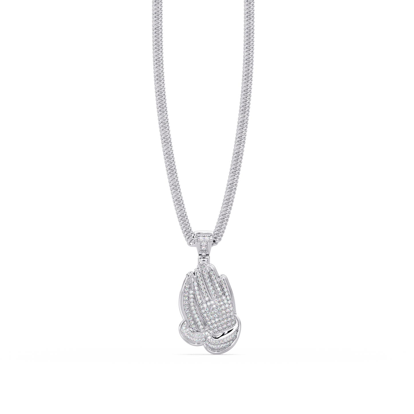 Pave Lab Grown Diamond Prayer Hands Pendant - HIGHCARAT DIAMONDS