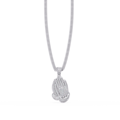Pave Lab Grown Diamond Prayer Hands Pendant - HIGHCARAT DIAMONDS