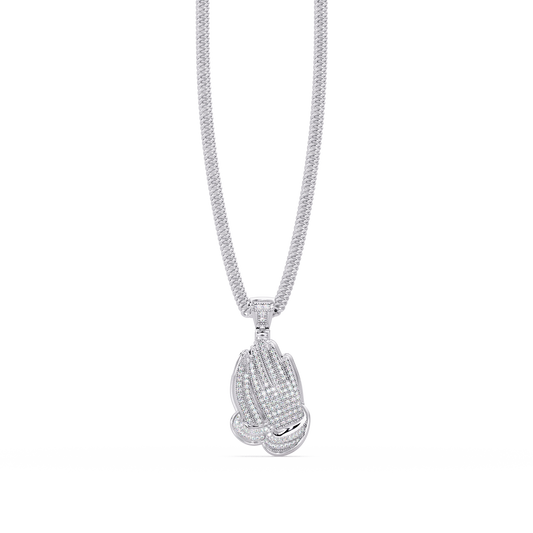 Pave Lab Grown Diamond Prayer Hands Pendant - HIGHCARAT DIAMONDS