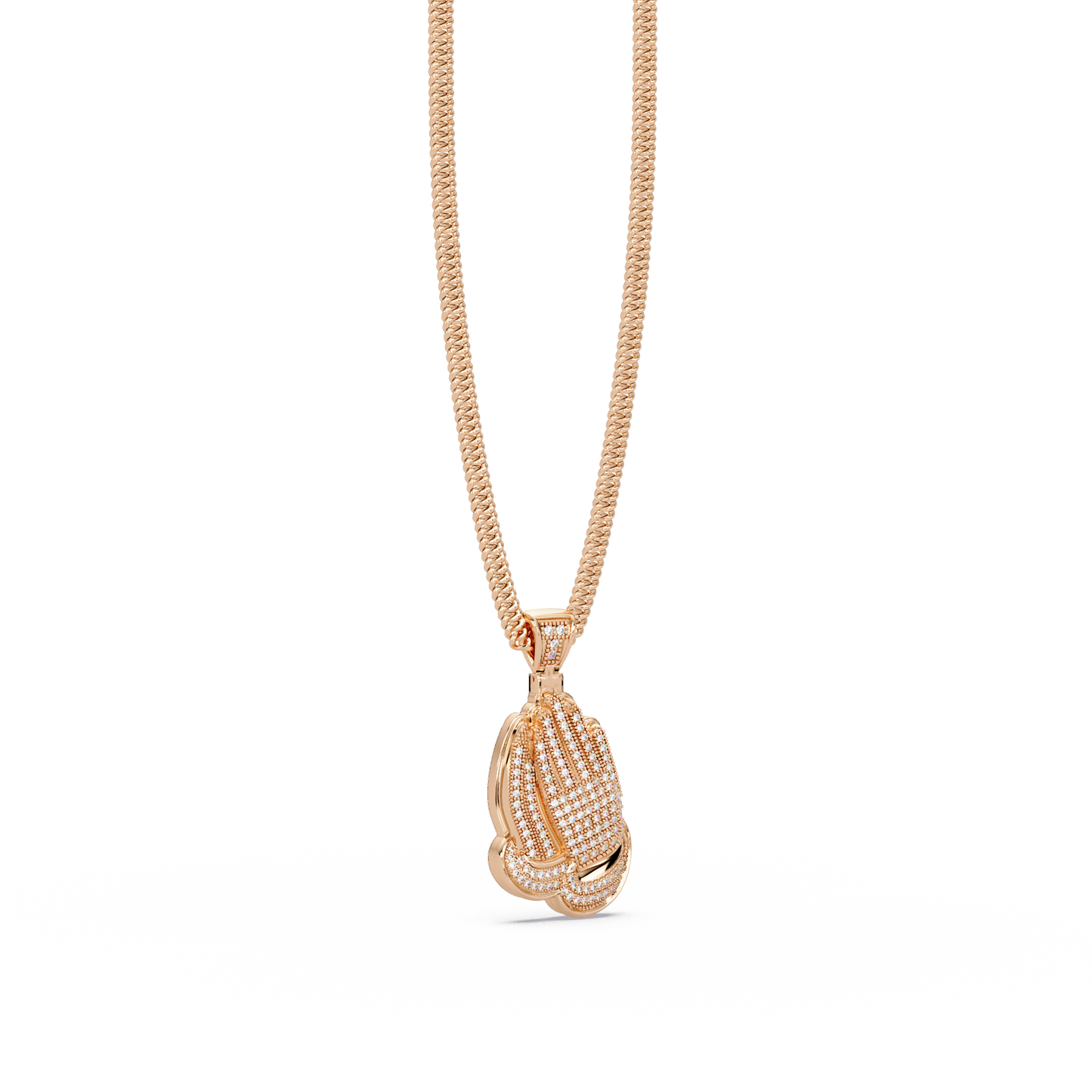 Pave Lab Grown Diamond Prayer Hands Pendant - HIGHCARAT DIAMONDS