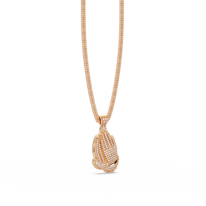 Pave Lab Grown Diamond Prayer Hands Pendant - HIGHCARAT DIAMONDS