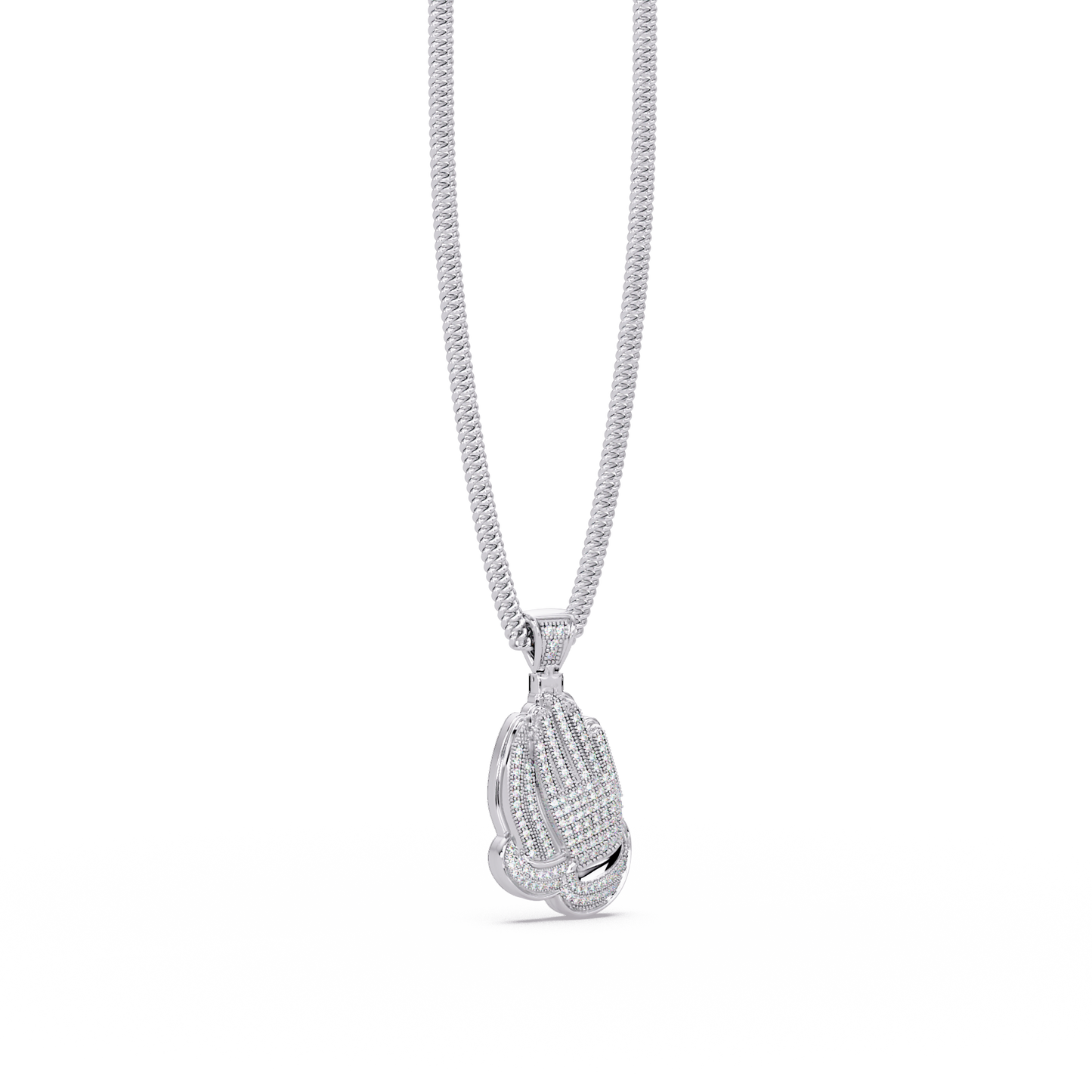 Pave Lab Grown Diamond Prayer Hands Pendant - HIGHCARAT DIAMONDS