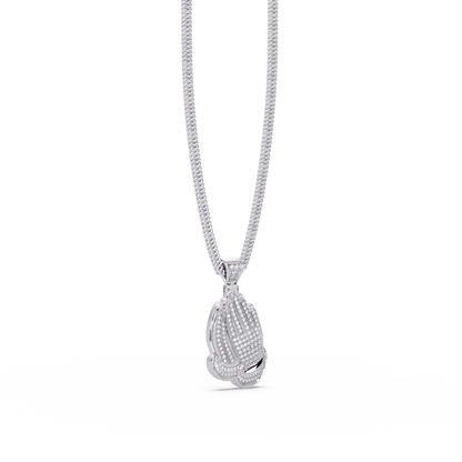Pave Lab Grown Diamond Prayer Hands Pendant - HIGHCARAT DIAMONDS