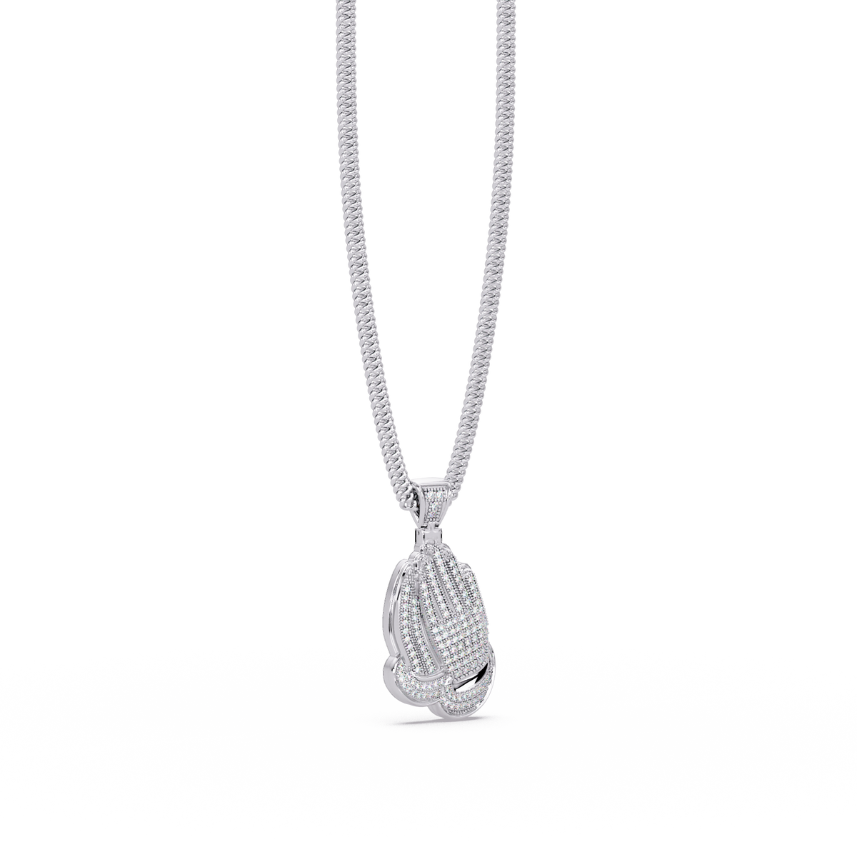 Pave Lab Grown Diamond Prayer Hands Pendant - HIGHCARAT DIAMONDS