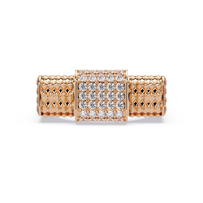 Pave Lab grown Diamond Barrel Link Statement Ring - HIGHCARAT DIAMONDS