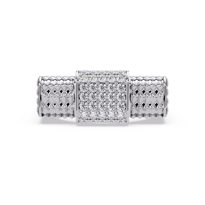 Pave Lab grown Diamond Barrel Link Statement Ring - HIGHCARAT DIAMONDS