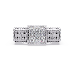 Pave Lab grown Diamond Barrel Link Statement Ring - HIGHCARAT DIAMONDS