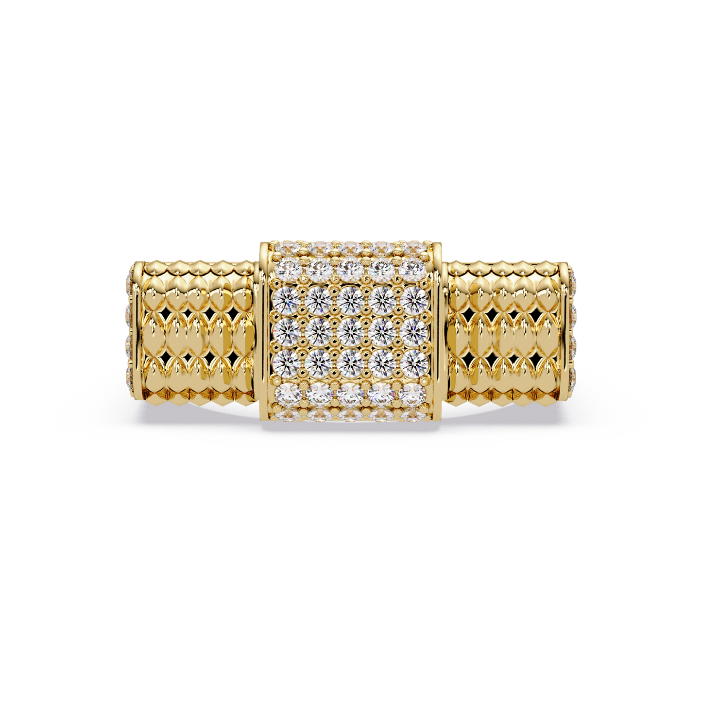 Pave Lab grown Diamond Barrel Link Statement Ring - HIGHCARAT DIAMONDS