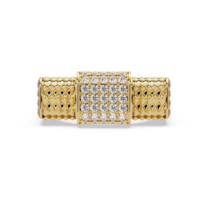 Pave Lab grown Diamond Barrel Link Statement Ring - HIGHCARAT DIAMONDS