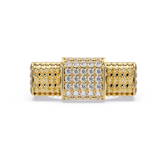 Pave Lab grown Diamond Barrel Link Statement Ring - HIGHCARAT DIAMONDS