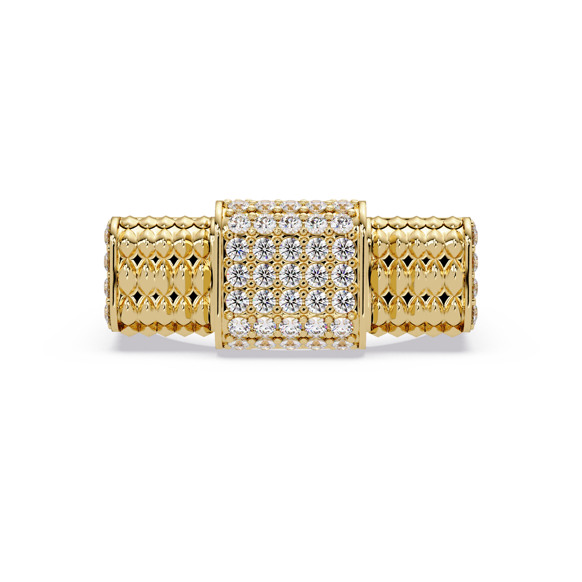 Pave Lab grown Diamond Barrel Link Statement Ring - HIGHCARAT DIAMONDS