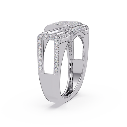 Pave Lab grown Diamond Barrel Link Statement Ring - HIGHCARAT DIAMONDS