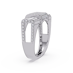 Pave Lab grown Diamond Barrel Link Statement Ring - HIGHCARAT DIAMONDS