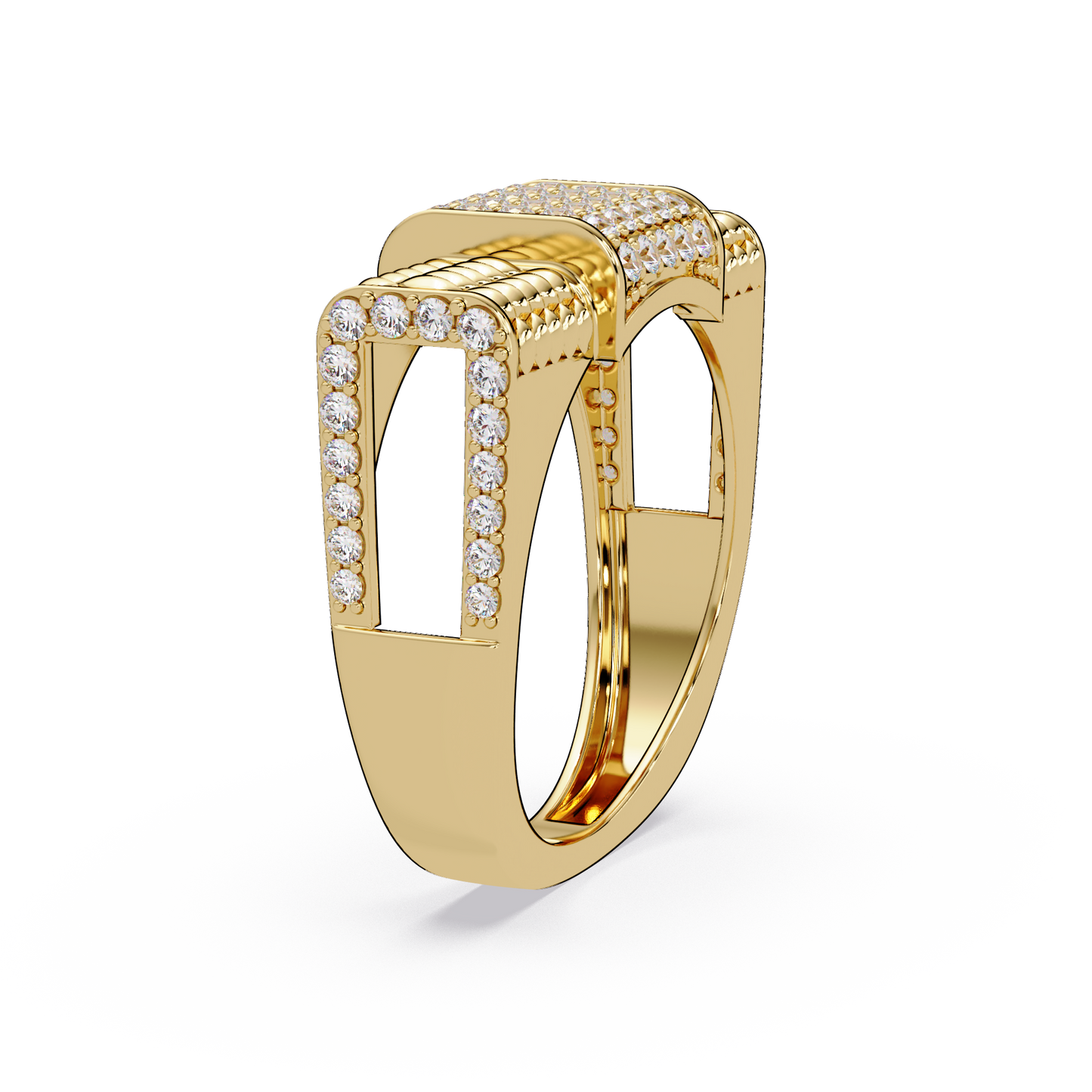 Pave Lab grown Diamond Barrel Link Statement Ring - HIGHCARAT DIAMONDS