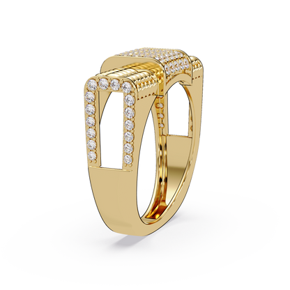 Pave Lab grown Diamond Barrel Link Statement Ring - HIGHCARAT DIAMONDS