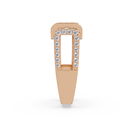 Pave Lab grown Diamond Barrel Link Statement Ring - HIGHCARAT DIAMONDS