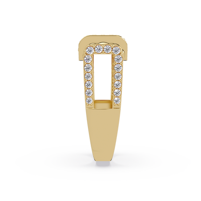 Pave Lab grown Diamond Barrel Link Statement Ring - HIGHCARAT DIAMONDS