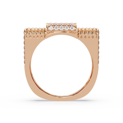Pave Lab grown Diamond Barrel Link Statement Ring - HIGHCARAT DIAMONDS