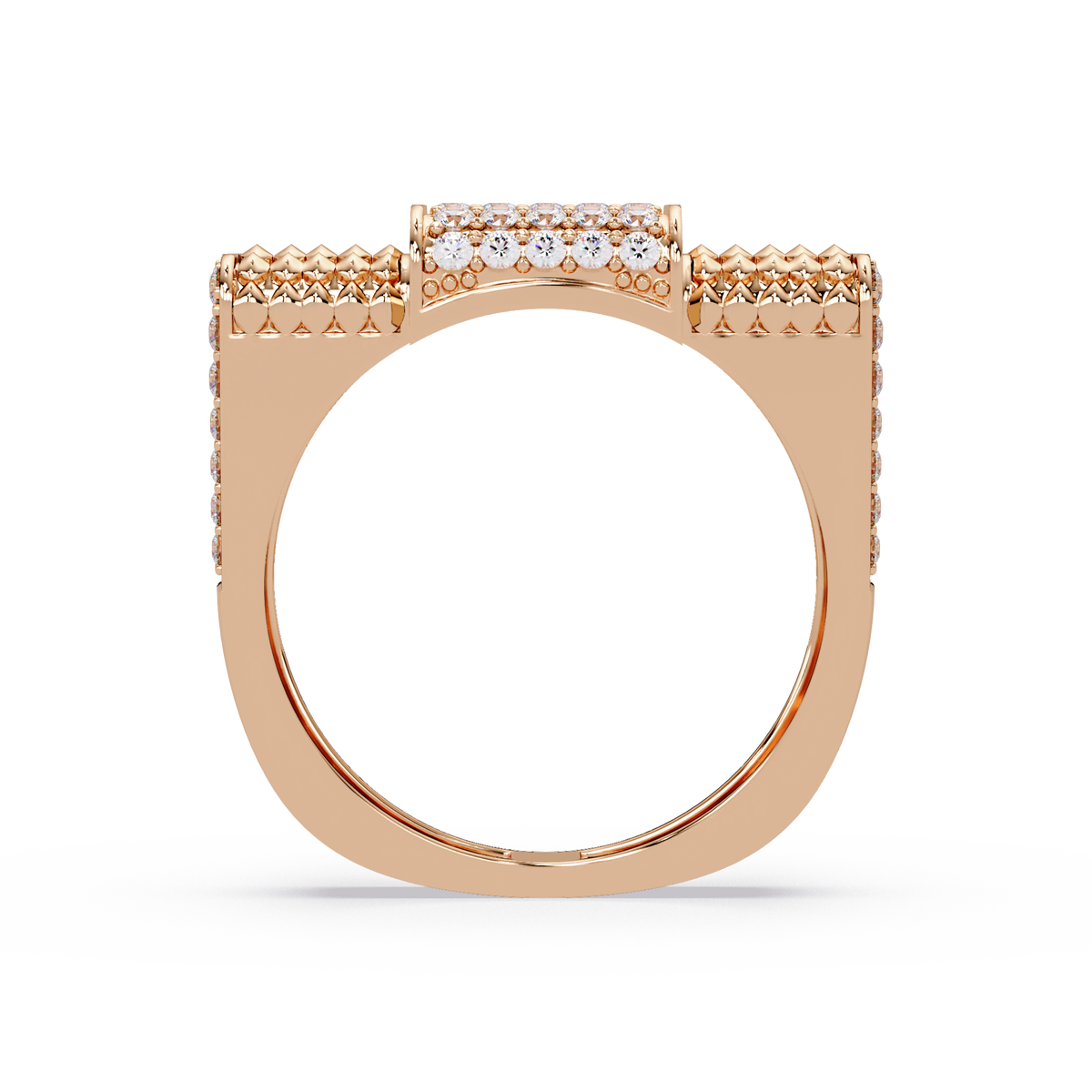 Pave Lab grown Diamond Barrel Link Statement Ring - HIGHCARAT DIAMONDS