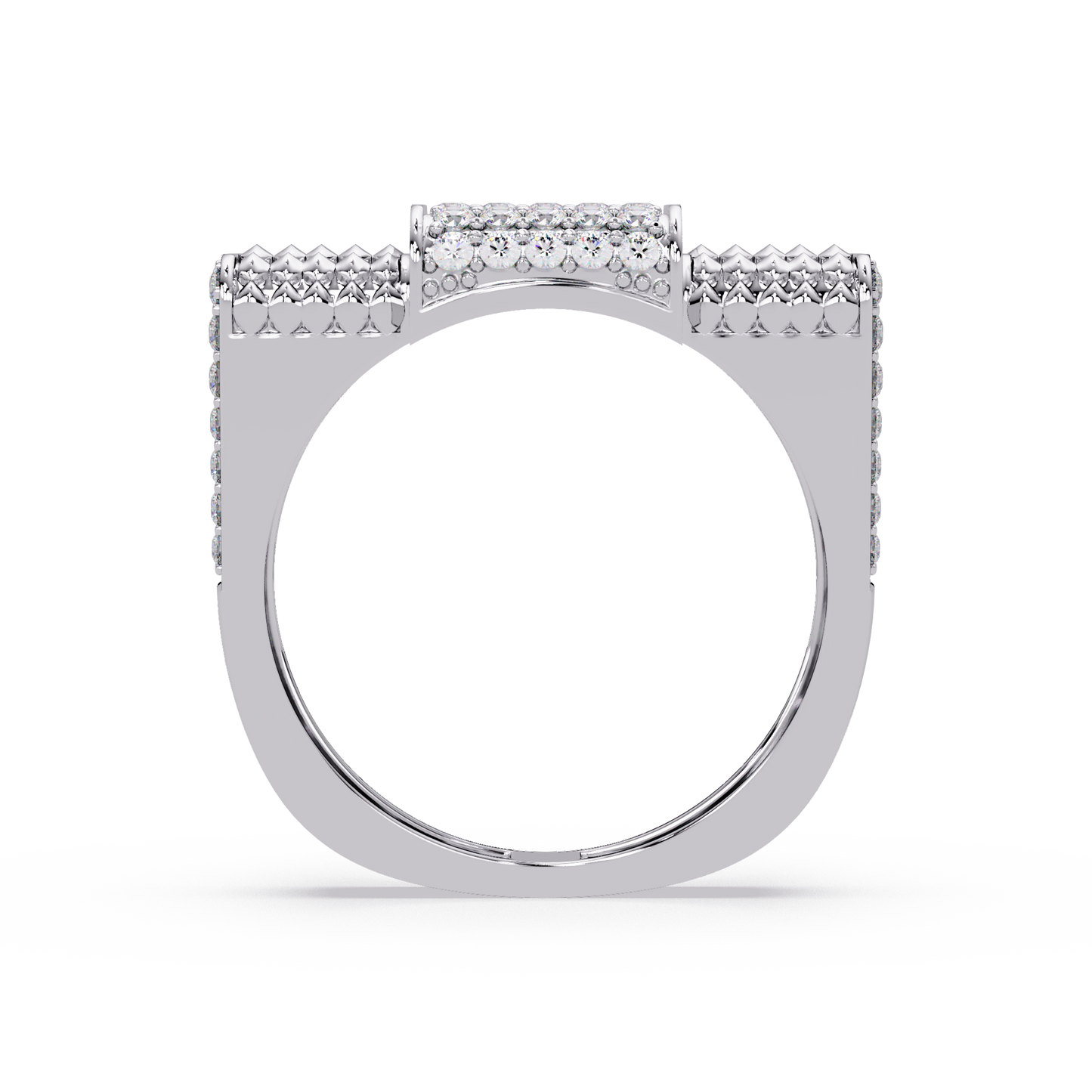 Pave Lab grown Diamond Barrel Link Statement Ring - HIGHCARAT DIAMONDS