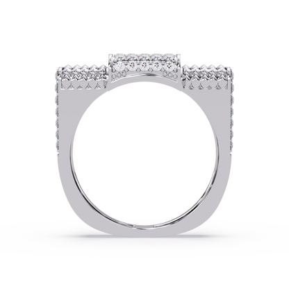 Pave Lab grown Diamond Barrel Link Statement Ring - HIGHCARAT DIAMONDS